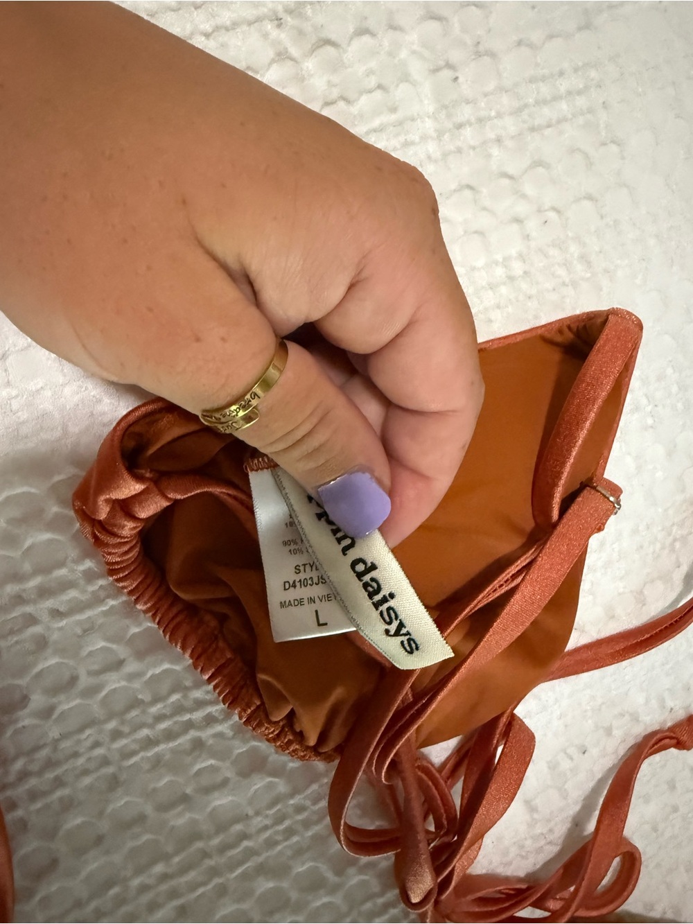 Daisy Rust Orange Triangle String Bikini Set - Picture 3 of 3